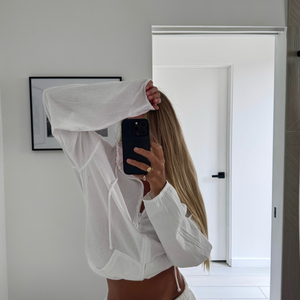 100% Cotton Lightweight Jacket Drawstring Zip - image 3